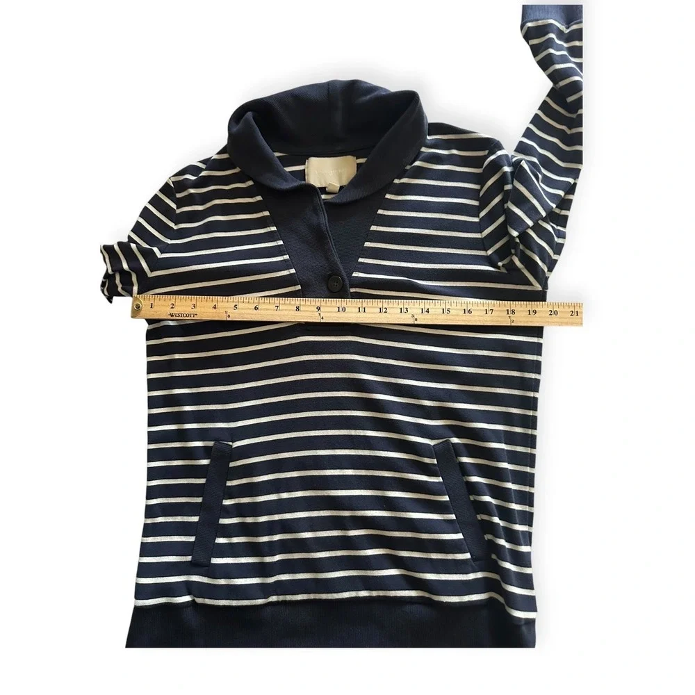 Banana Republic Shawl Collar Pullover Navy Striped L Women